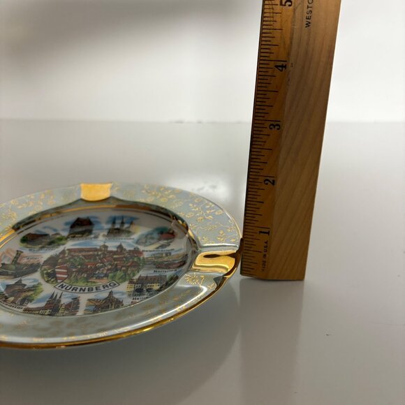 Bavaria Nurnberg Porcelain Ceramic Ashtray West Germany Gold Trim Vintage 5.75in - Picture 4 of 7